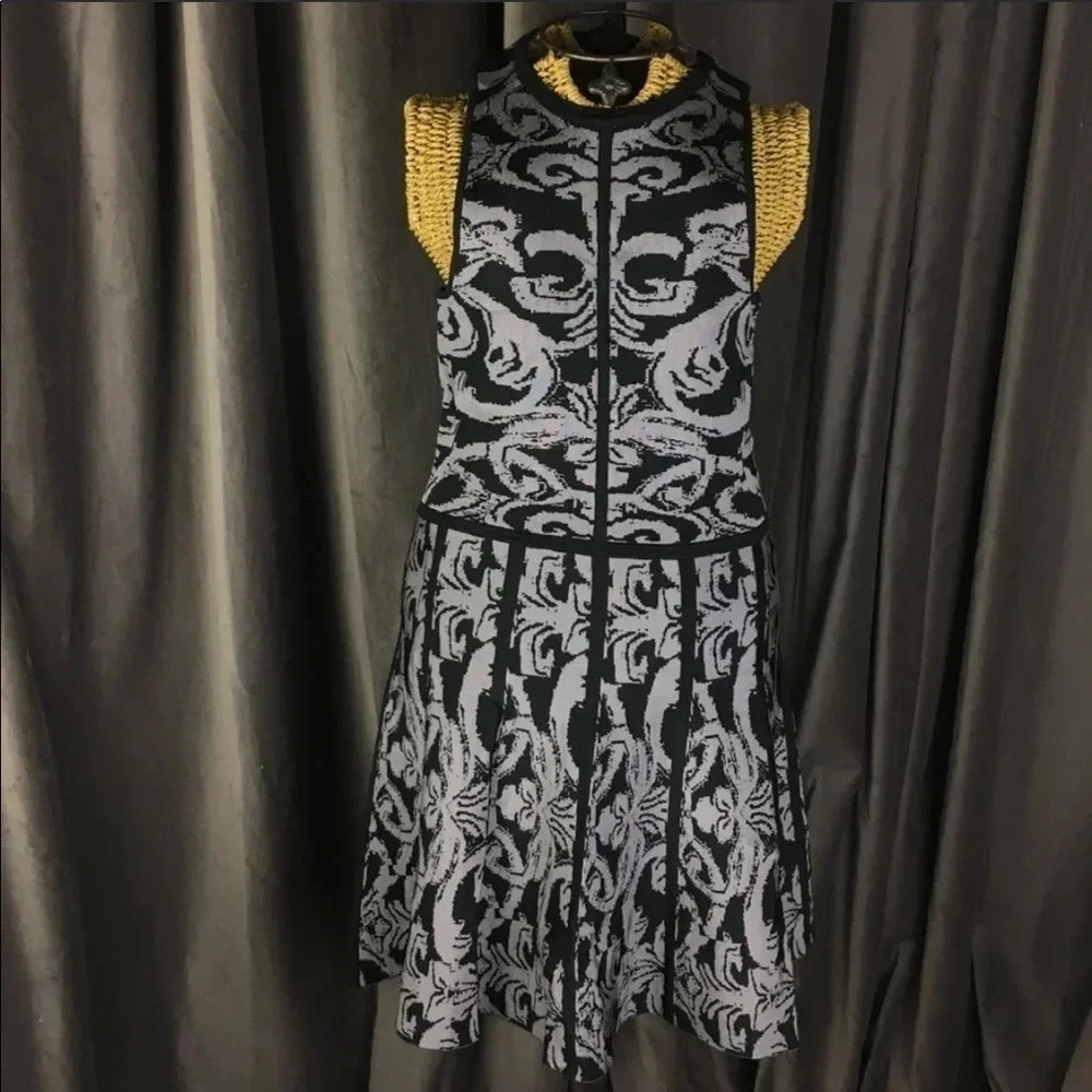 Parker Kiley Dress Damask Fit & flare knit sleeveless scroll print dark romantic - Picture 2 of 10